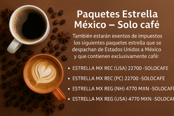 Imagen de Paquete Recompra Estrella Eternal Mexico GIFT CARD (Despacho USA) 1261 USD 22700 MXN - (SOLO CAFE Y TE)