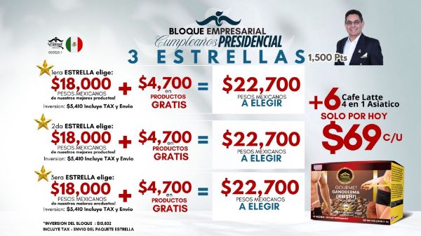 Imagen de Promocion 050125-1 (1 E): Incentivo Bloque Presidencial MEXICO (6 Cafes)