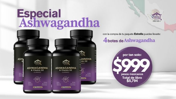 Imagen de Promocion 052125-1 (1E): 4 botes de Ashwagandha (Mexico)