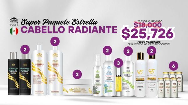 Imagen de Super Paquete Estrella Recompra 070125-5 Cabello Radiante $25726 Pesos Mexicanos