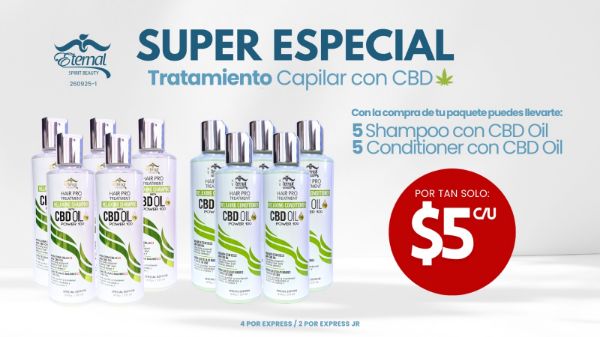 Imagen de Promocion 260925-1 (4 E): 5 Shampoo con Aceite CBD + 5 Conditioner con Aceite CBD