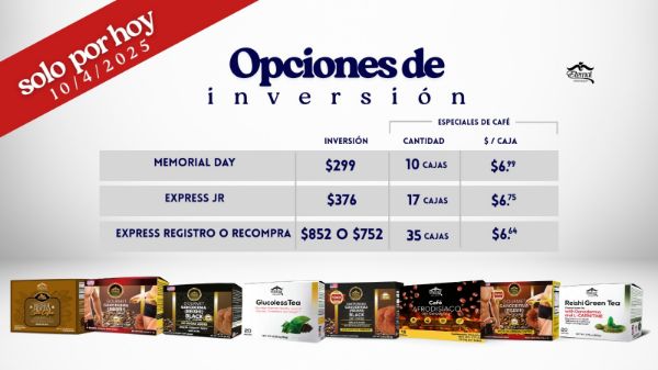 Imagen de Promocion 100625-1 (1 U): Especial Cafetero para Express (Cafe o Te x $6.64 c/u)