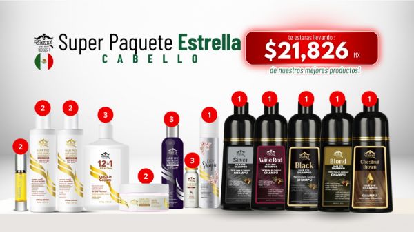 Imagen de Super Paquete Estrella Registracion Mexico Cabello 100625 $21826 Pesos Mexicanos