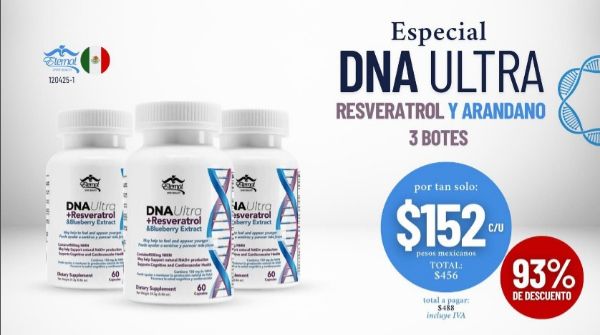 Imagen de Promocion 120425-1 (1 E): 3 Botes de DNA + Resveratrol para Mexico